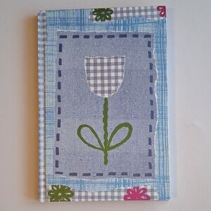 Blue Checkered Tulip Floral 5x7 Hardcover Journal Notebook 60 Sheets Ruled Pages